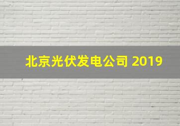 北京光伏发电公司 2019